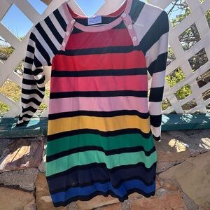Hanna Andersson Pink and Black Striped Knit Top